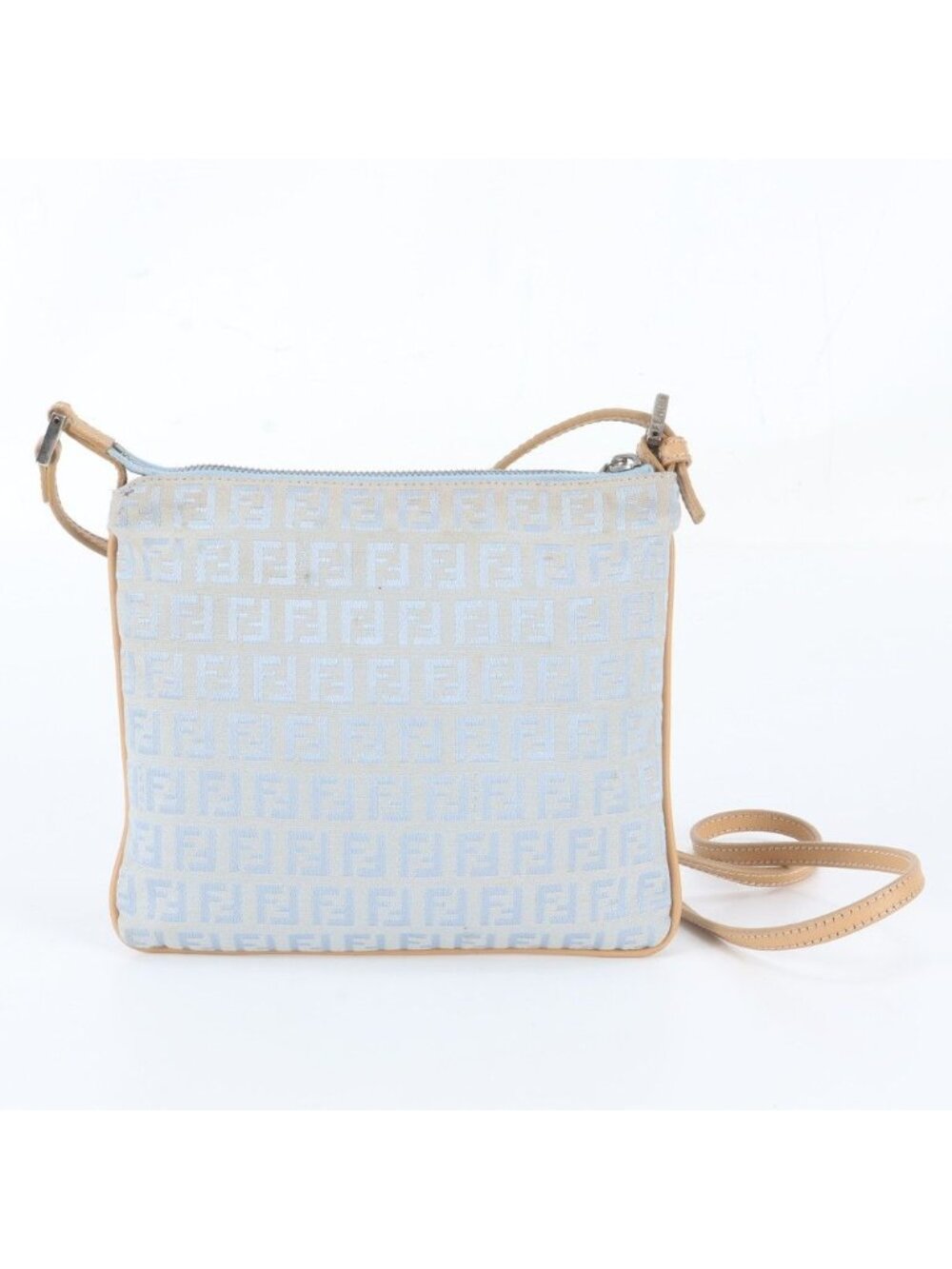 Fendi Zucchino Leather Canvas Shoulder Bag Crossbody Hand